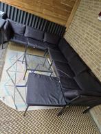 8-delige tuinset met kussens PVC zwart, Tuin en Terras, Tuinsets en Loungesets, Ophalen, Zo goed als nieuw