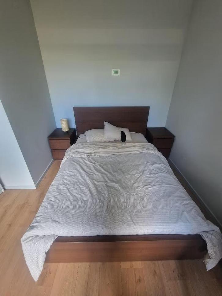 MALM Bed 140x200cm, Huis en Inrichting, Slaapkamer | Bedden, Gebruikt, Tweepersoons, 140 cm, 200 cm, Hout, Bruin, Ophalen