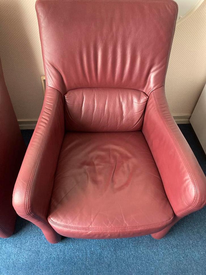 Lederen fauteuil  2 stuks, Huis en Inrichting, Fauteuils, Gebruikt, Leer, 50 tot 75 cm, Minder dan 75 cm, Ophalen