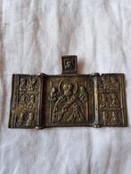 Antieke bronzen Russische reisicoon, Ophalen of Verzenden