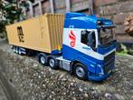 Tekno Volvo Dania met MSC container en oplegger, Ophalen of Verzenden, Zo goed als nieuw, Bus of Vrachtwagen, Tekno
