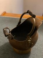 Antieke Koperen Kolenkit met Leeuwenkoppen, Antiek en Kunst, Ophalen, Koper