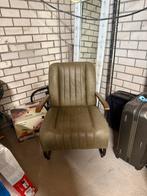 Groene leren fauteuil - Zo goed als nieuw, Huis en Inrichting, Fauteuils, Ophalen, Zo goed als nieuw, 50 tot 75 cm, Leer