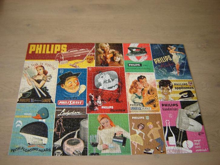 Puzzel Jumbo NOSTALGISCH PHILIPS 1000 st., Hobby en Vrije tijd, Denksport en Puzzels, Zo goed als nieuw, Legpuzzel, 500 t/m 1500 stukjes