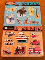 Melissa & Doug Sound Puzzles Vehicles&Musical Instruments, Gebruikt, Ophalen of Verzenden, Van hout, Minder dan 10 stukjes