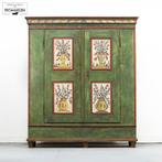 Beschilderde Antieke Landelijke Volkskunst Kasten Bruidskast, Ophalen, Met deur(en), Gebruikt, 100 tot 150 cm