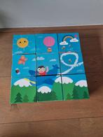 9 blokken puzzel. Aan alle zijde een andere puzzel, Ophalen of Verzenden, Minder dan 10 stukjes, Zo goed als nieuw, 6 maanden tot 2 jaar