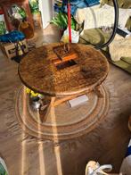 Franse Brutalistische Eiken Ronde Koffietafel, 1960s, Ophalen of Verzenden