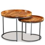 2-delige Bijzettafelset massief mangohout, ,, Nieuw, Ophalen of Verzenden, ,