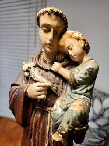 Antieke Sint Antonius met Kind Beeld beschikbaar voor biedingen