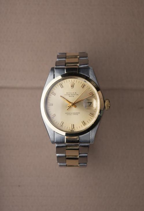 Rolex Oyster Perpetual date 34mm / ref.1500 / 1974 / + Doos, Sieraden, Tassen en Uiterlijk, Horloges | Heren, Zo goed als nieuw