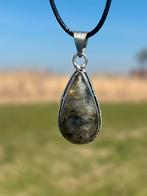 Labradoriet EdelsteenKetting Leer Uniseks, Sieraden, Tassen en Uiterlijk, Kettingen, Overige kleuren, Nieuw, Ophalen of Verzenden