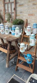 Mooi Lot Franse Brocante Emaille Kannen, Ophalen of Verzenden