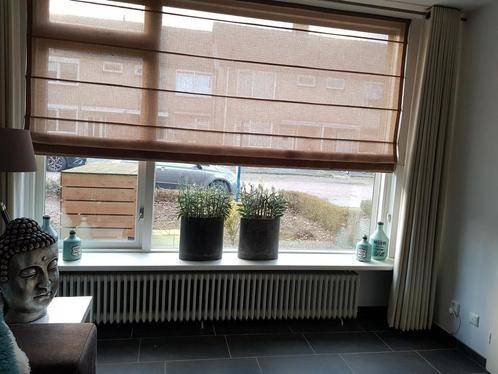 Mooi taupe kleurig vouwgordijn linnen, Huis en Inrichting, Stoffering | Gordijnen en Lamellen, Zo goed als nieuw, 200 cm of meer
