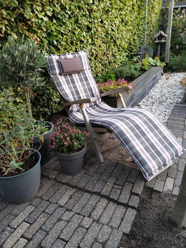 Teakhouten Ligstoelen - Set van 3, Tuin en Terras, Ligbedden, Gebruikt, Teakhout, Verstelbaar, Ophalen