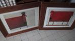 kunst, 2 ruwe houten lijsten, schapen, glas, 62x52,5 cm, Huis en Inrichting, Woonaccessoires | Schilderijen, Tekeningen en Foto's
