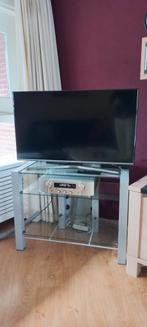 Licht metalen TV meubel met glasplaten, Huis en Inrichting, Kasten | Televisiemeubels, Ophalen, 50 tot 100 cm, Zo goed als nieuw