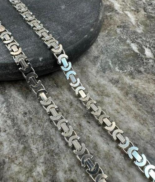 Prachtige 925 zilveren platte koningsketting, Sieraden, Tassen en Uiterlijk, Kettingen, Nieuw, Goud, Ophalen of Verzenden