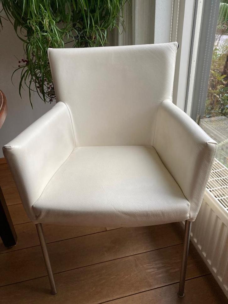 Eettafelstoelen, Huis en Inrichting, Stoelen, Zo goed als nieuw, Vijf, Zes of meer stoelen, Leer, Wit, Ophalen