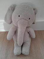 Knuffel olifant grijs Hema gebreid gehaakt 24 cm L563, Ophalen of Verzenden, Zo goed als nieuw, Olifant