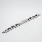 STIJLVOLLE ZILVER-ZWARTE RVS PLAATARMBAND, Verzenden, Nieuw, Zilver, Staal