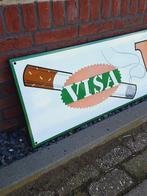 Groot vintage emaille bord met reclame voor Visa-sigaretten., Ophalen, Reclamebord, Gebruikt, .