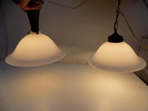 Hanglamp lamp vintage melkglazen kap vintage brocante, Huis en Inrichting, Lampen | Overige, Gebruikt, Ophalen