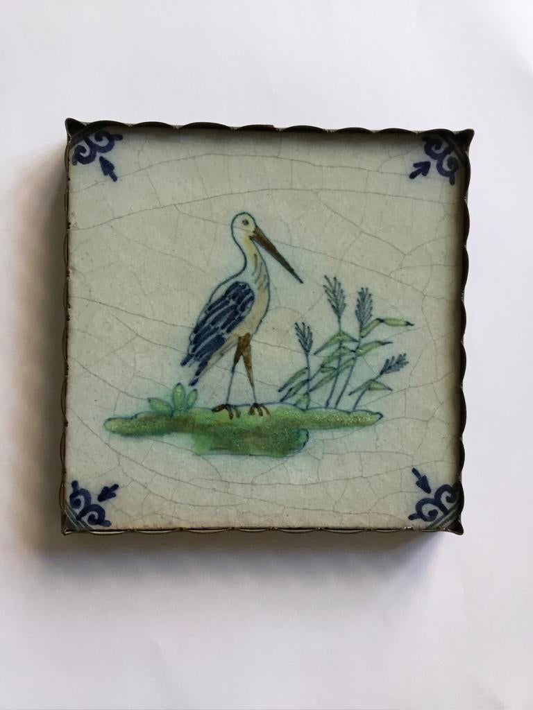 Antieke ingelijste tegel ( in Hilversum ), Antiek en Kunst, Antiek | Wandborden en Tegels, Ophalen of Verzenden