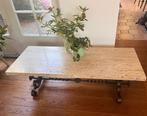Midcentury vintage salontafel (travertijn en ijzer), Ophalen, Gebruikt, 100 tot 150 cm, 50 tot 100 cm