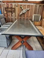 Tuintafel met mooi bewerkt granieten blad, Tuin en Terras, Ophalen, Gebruikt, Rechthoekig, Overige materialen