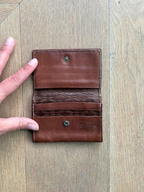 Klein leren portemonnee voor pasjes en kleingeld, Sieraden, Tassen en Uiterlijk, Portemonnees, Zo goed als nieuw, Bruin, Leer
