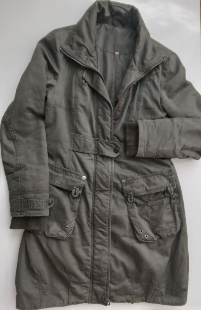 Legergroene, gewatteerde jas, maat M, getailleerd, Kleding | Dames, Jassen | Winter, Zo goed als nieuw, Maat 38/40 (M), Groen
