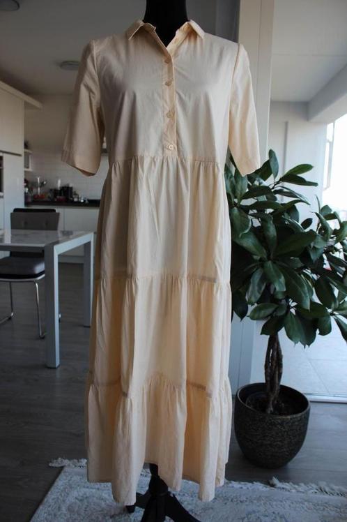 Beige/crème, lange maxi-jurk minimalistisch, elegant mt S, Kleding | Dames, Jurken, Zo goed als nieuw, Maat 36 (S), Beige, Onder de knie