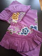 Indonesie batik sprei en kussenslopen met bloemen, Huis en Inrichting, Slaapkamer | Beddengoed, Paars, Overige typen, Ophalen of Verzenden