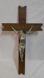 Jezus kruis groot hout zilver INRI Christus Christendom, Antiek en Kunst, Antiek | Religie, Ophalen of Verzenden