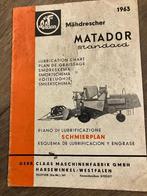 Claas Matador combine smeerschema, Ophalen of Verzenden, Gebruikt