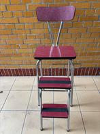 Vintage Trapstoel / Keukentrapje met Stoel, Ophalen, Gebruikt, Metaal, Eén
