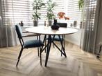 Studio Henk ronde eiken tafel met butterfly Tripod, Huis en Inrichting, Tafels | Eettafels, 100 tot 150 cm, Rond, Zo goed als nieuw