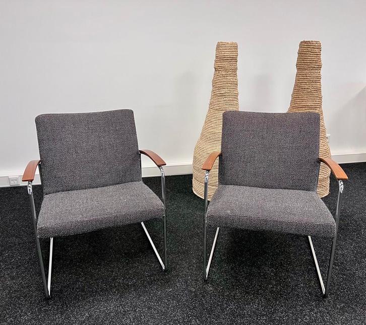 Meubels, Huis en Inrichting, Fauteuils, Gebruikt, Hout, Metaal, Stof, 75 tot 100 cm, Minder dan 75 cm, Ophalen