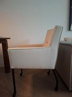 Eetkamerstoel op wieltjes gerecycled leer, Huis en Inrichting, Stoelen, Ophalen, Overige kleuren, Zo goed als nieuw, Leer