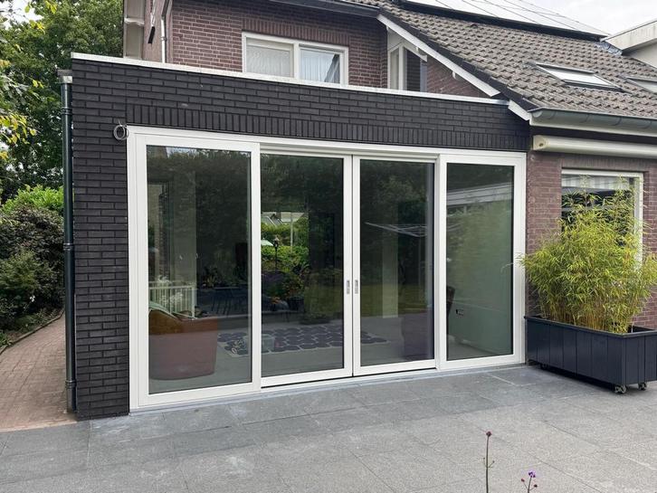 Kunststof hefschuifpui 4-delig, Doe-het-zelf en Verbouw, Kozijnen en Schuifpuien, Zo goed als nieuw, Schuifpui, Kunststof, 225 cm of meer