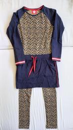 Jurkje blauw met tijgerprint met legging 140/146, Ophalen of Verzenden, Zo goed als nieuw, Meisje, Jurk of Rok