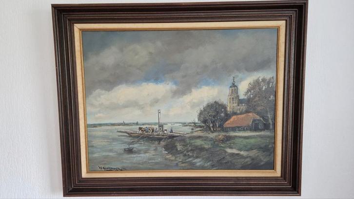 H.c.kranenburg, Prachtige Kabelpont met Paard en wagen..., Antiek en Kunst, Kunst | Schilderijen | Klassiek, Ophalen