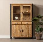 Vitrine Kast Britt Hoog Mangohout, 100 tot 150 cm, Ophalen of Verzenden, Zo goed als nieuw, 150 tot 200 cm