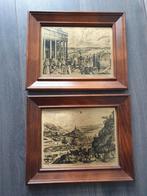 Koper  platen 2 stuks in houten lijst, Antiek en Kunst, Kunst | Schilderijen | Klassiek, Ophalen of Verzenden
