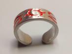 Teenring zilverkleurig - rood golf motief (5010), Sieraden, Tassen en Uiterlijk, Ringen, Overige materialen, Verzenden, Nieuw