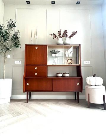 ~ Vintage retro dressoir highboard kast teak jaren ‘60 ~ beschikbaar voor biedingen