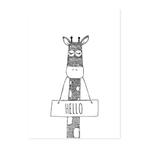 Poster Giraffe Hello A4 kinderkamer babykamer decoratie kind, Rechthoekig Staand, Verzenden, A4 of kleiner, Nieuw