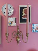 Vintage Messing Wandkandelaar - Twee Arms, Antiek en Kunst, Antiek | Kandelaars, Ophalen of Verzenden, Koper of Brons