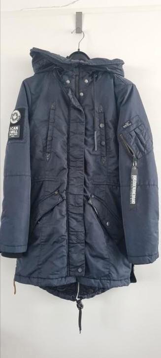 Donkerblauwe winterjas 40 42 M KHUJO in zeer goede staat, Kleding | Dames, Jassen | Winter, Gedragen, Maat 42/44 (L), Blauw, Ophalen of Verzenden